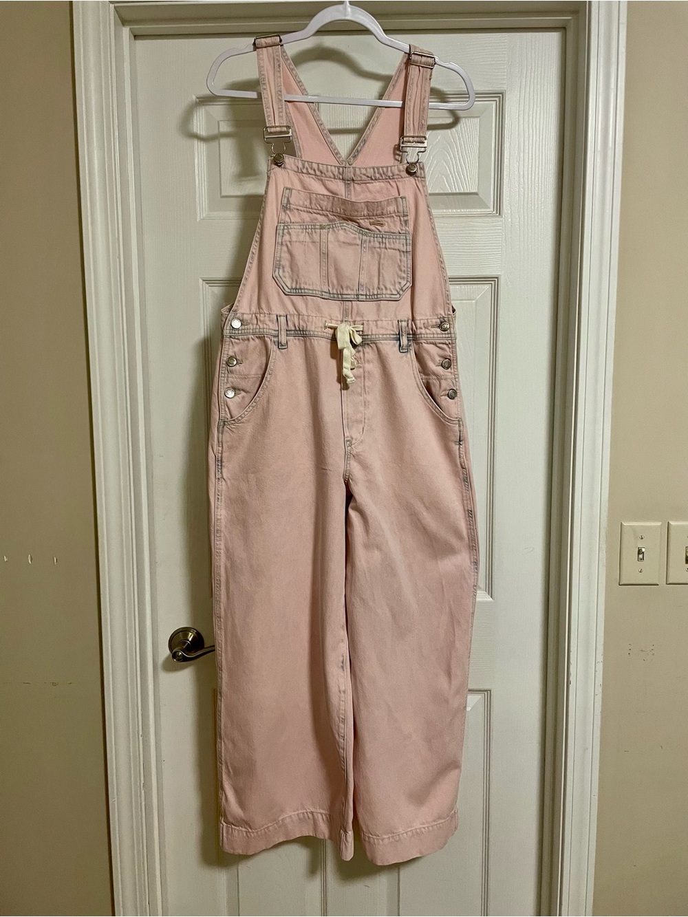 GAP Women’s Wide Leg Pink Denim Overalls - Picture 1 of 6